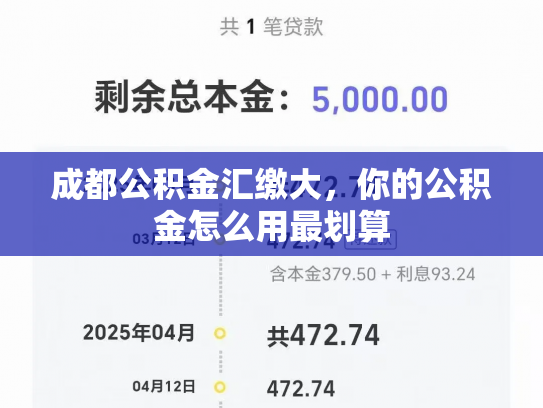 成都公积金汇缴大，你的公积金怎么用最划算