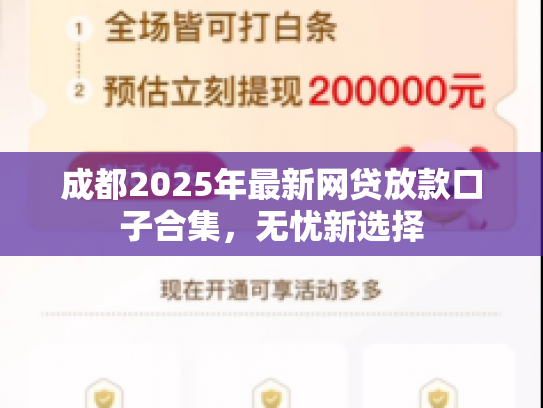 成都2025年最新网贷放款口子合集，无忧新选择