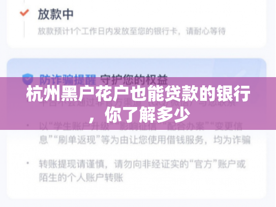 杭州黑户花户也能贷款的银行，你了解多少