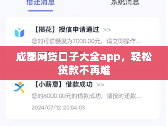 成都网贷口子大全app，轻松贷款不再难