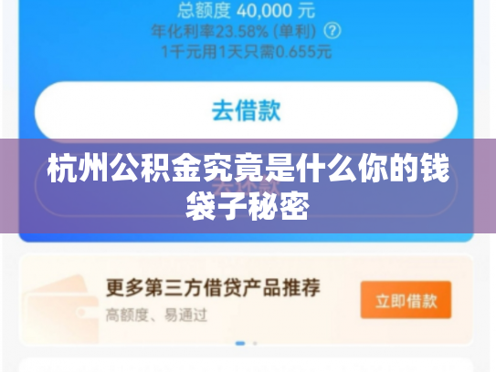 杭州公积金究竟是什么你的钱袋子秘密