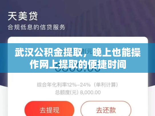 武汉公积金提取，晚上也能操作网上提取的便捷时间