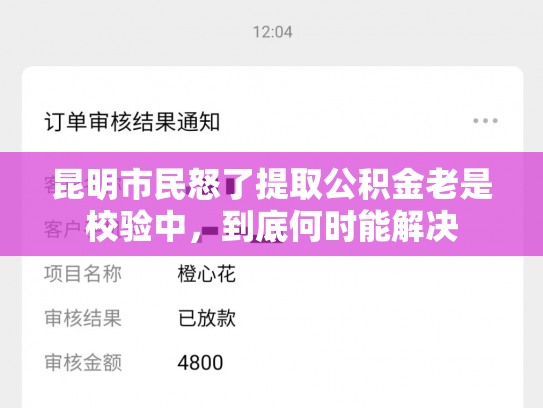 昆明市民怒了提取公积金老是校验中，到底何时能解决