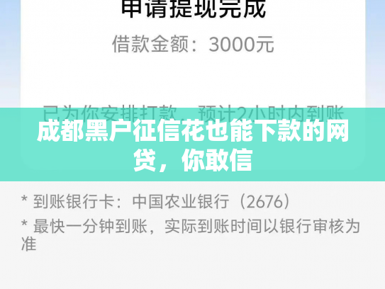 成都黑户征信花也能下款的网贷，你敢信