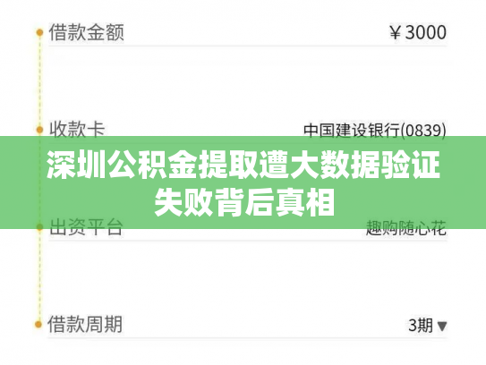 深圳公积金提取遭大数据验证失败背后真相