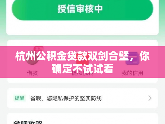 杭州公积金贷款双剑合璧，你确定不试试看