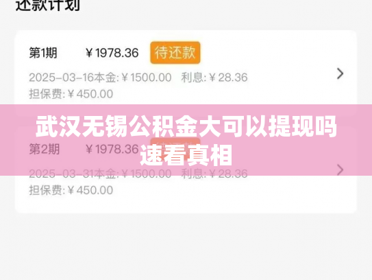 武汉无锡公积金大可以提现吗速看真相