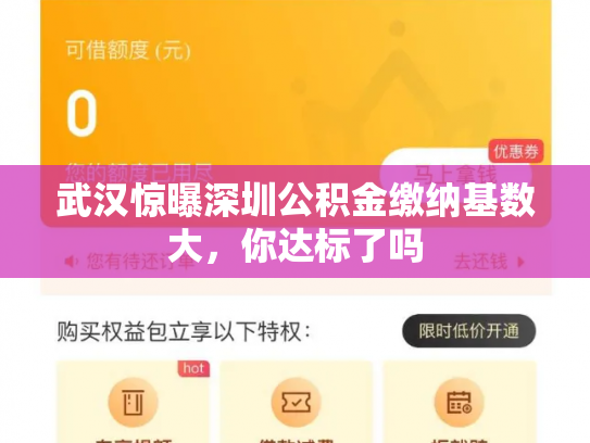 武汉惊曝深圳公积金缴纳基数大，你达标了吗