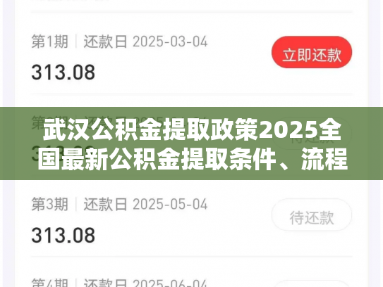 武汉公积金提取政策2025全国最新公积金提取条件、流程、额度大，速看