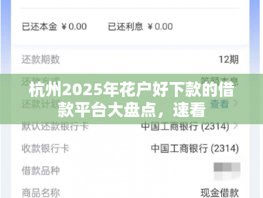 杭州2025年花户好下款的借款平台大盘点，速看