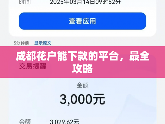 成都花户能下款的平台，最全攻略