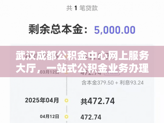 武汉成都公积金中心网上服务大厅，一站式公积金业务办理攻略
